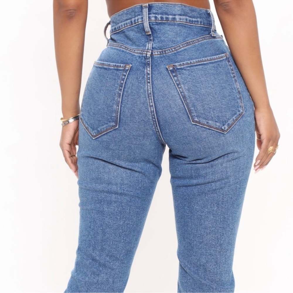 Fashion Nova | Because I Said So Destroyed Mom Jeans Medium Blue Wash Sz 20 - Picture 5 of 10